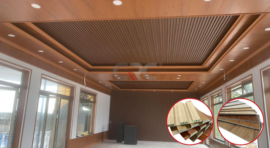 Hình ảnh thi công thực tế của trần gỗ composite cao cấp