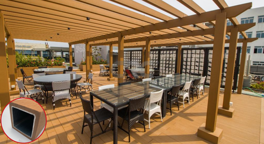 Giàn hoa Pergola gỗ nhựa composite lõi thép ngoài trời