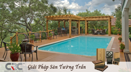 Ứng dụng gỗ nhựa CRC ngoại thất cho sàn hồ bơi, giàn hoa pergola